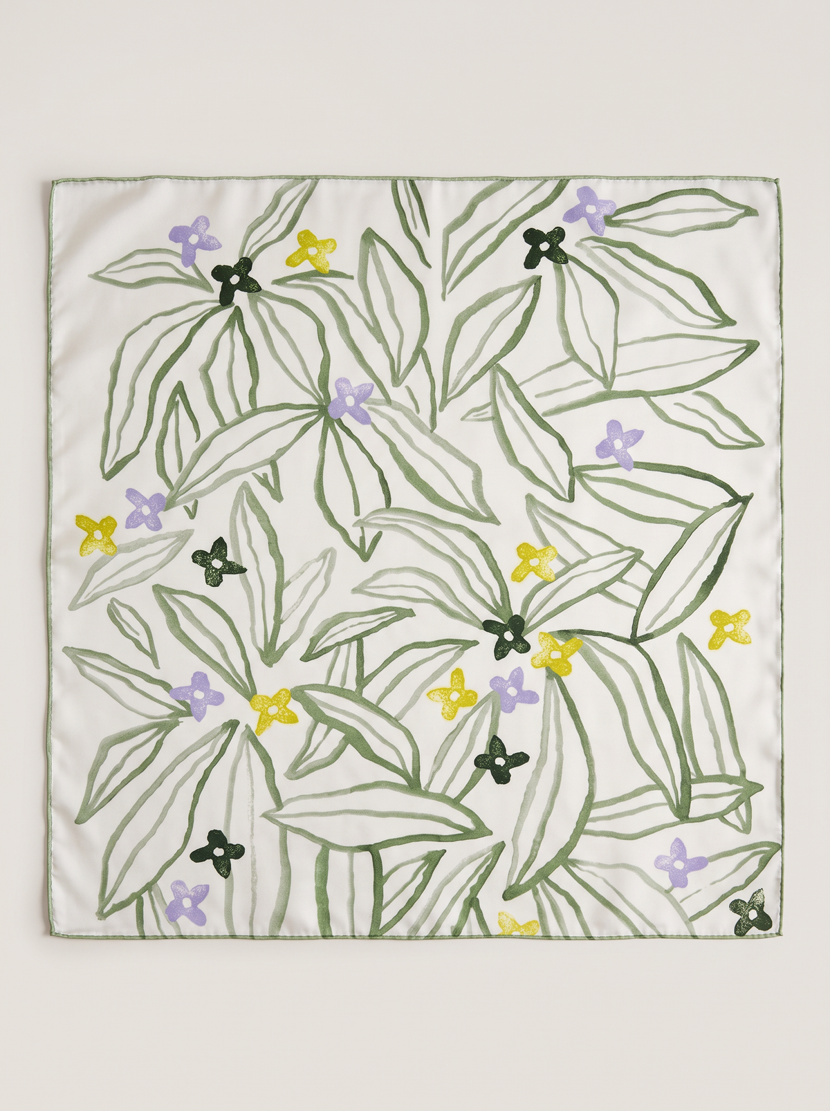 "Watercolor Bloom" Floral 100% Mulberry Silk Scarf