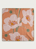 "Muted Apricot" Floral 100% Mulberry Silk Scarf