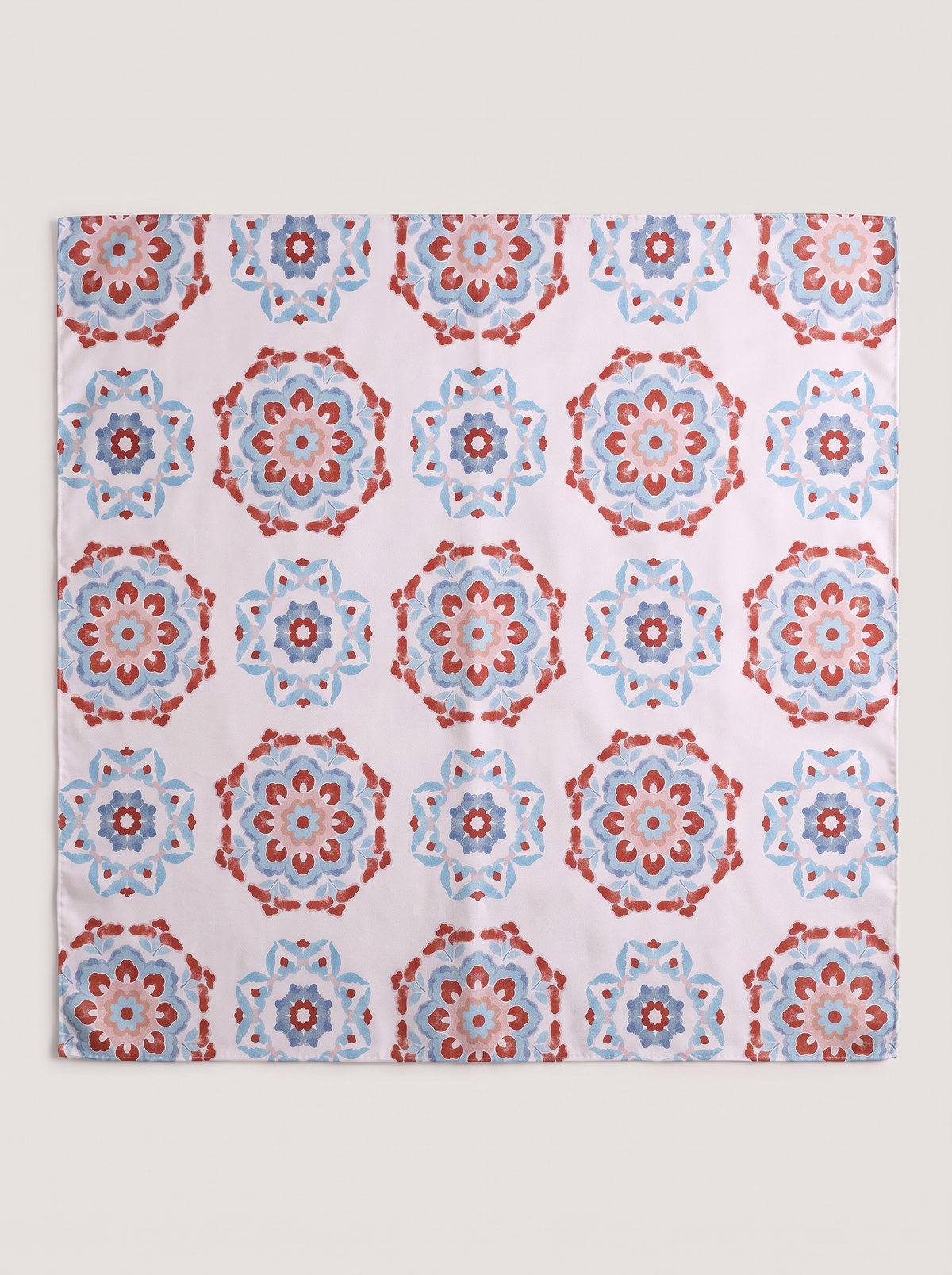 "Oriental Medallion" Floral 100% Mulberry Silk Scarf