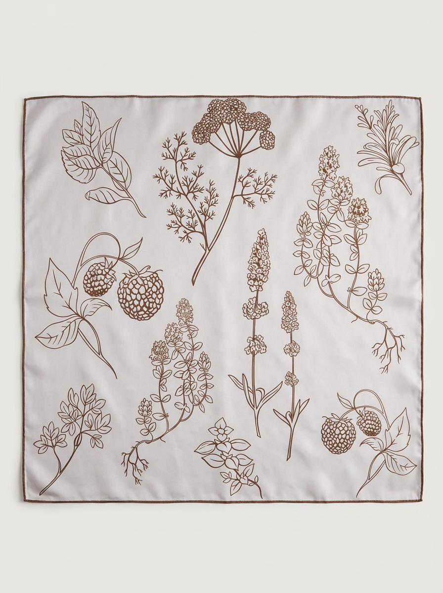 "Quiet Blossom" Floral 100% Mulberry Silk Scarf