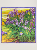 "Purple Iris" Oil-Painting 100% Mulberry Silk Scarf
