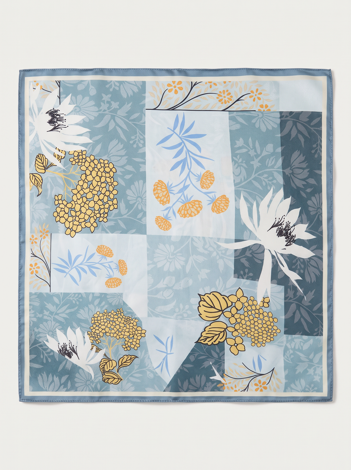 "Summer Lotus" Floral 100% Mulberry Silk Scarf