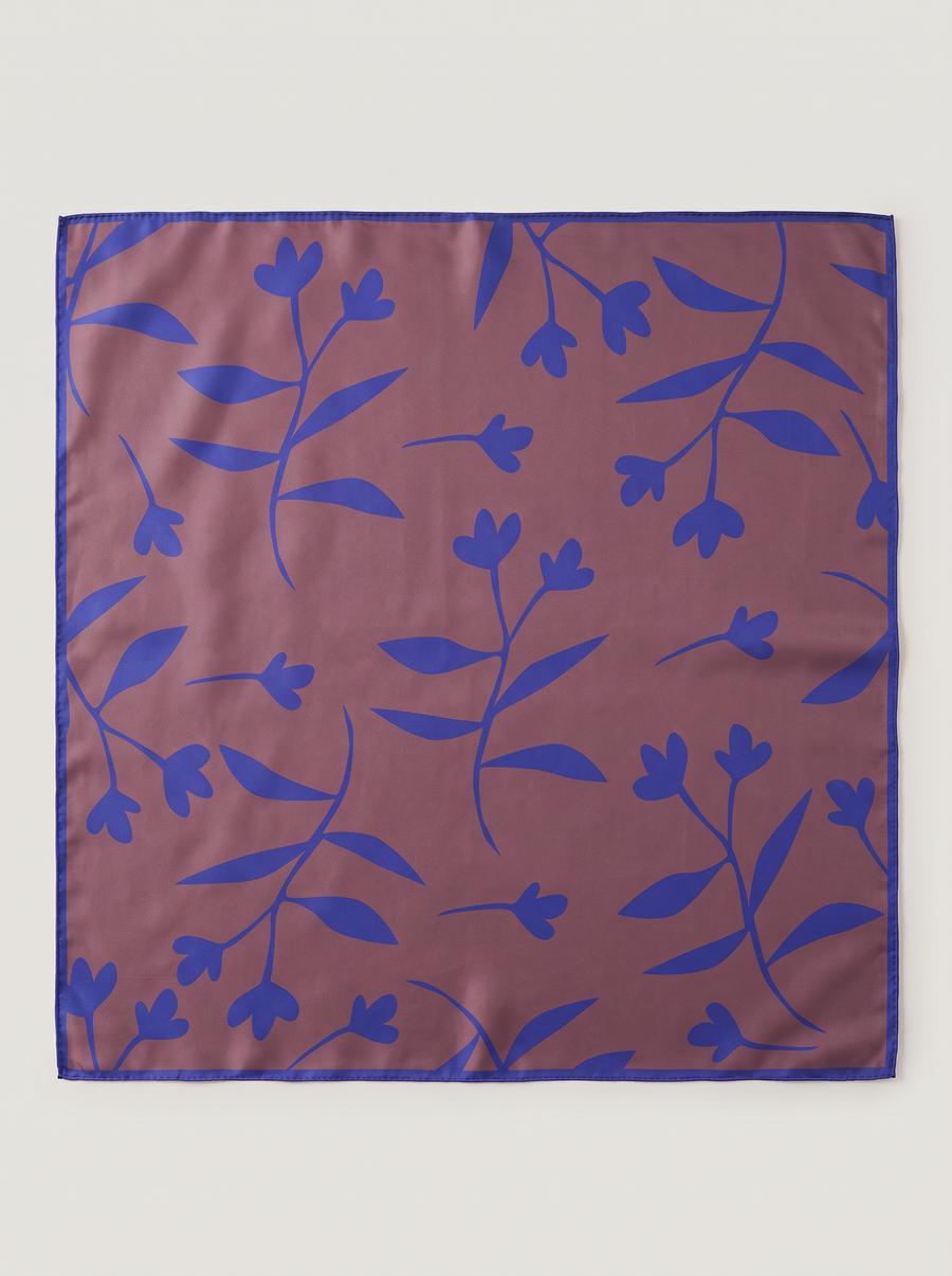 "Morning Dew" Floral 100% Mulberry Silk Scarf