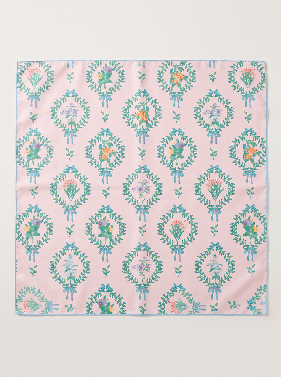 "Silk Bouquet" Floral 100% Mulberry Silk Scarf