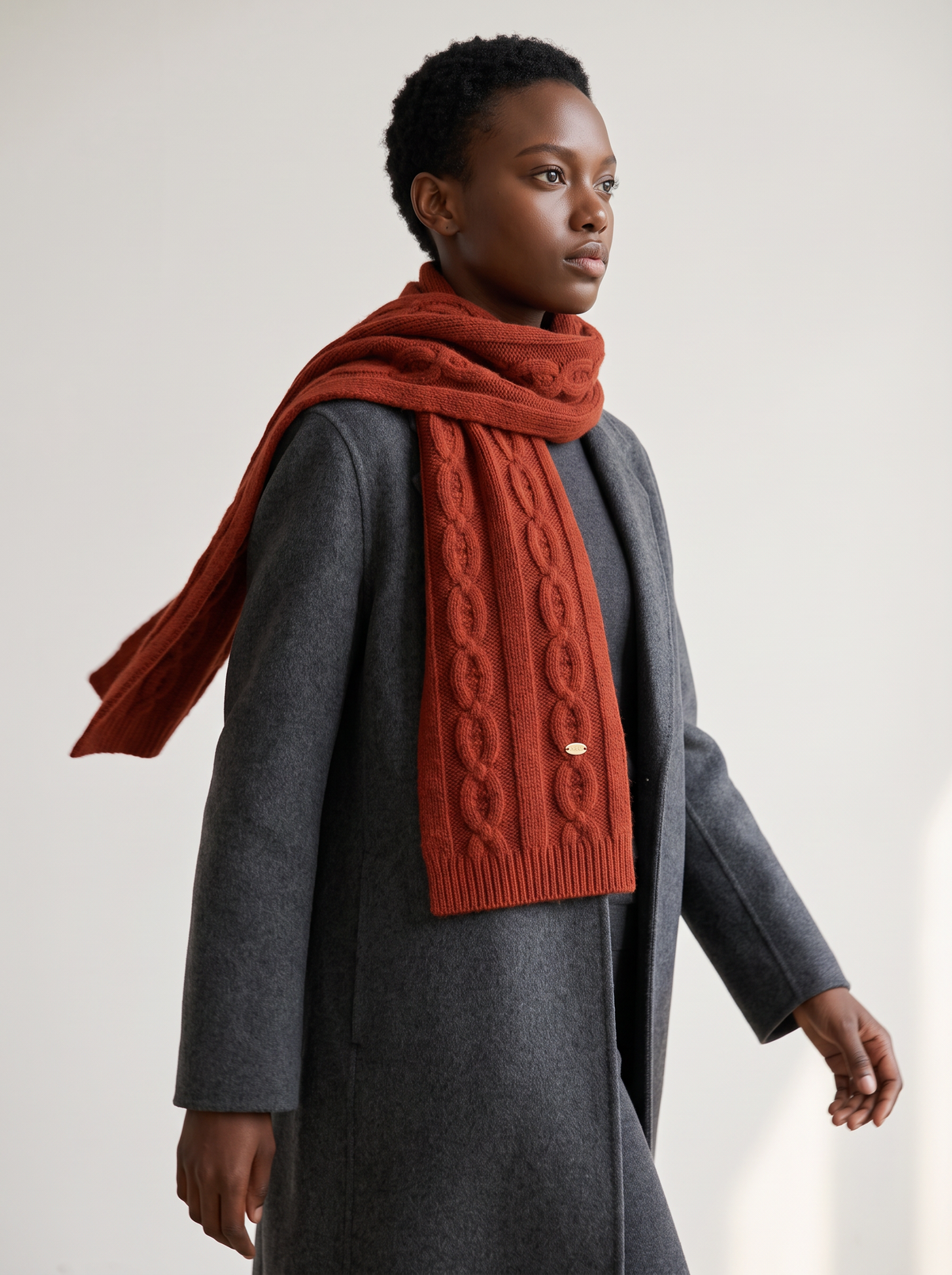 "Cable Knit Comfort" 100% Merino Wool Scarf