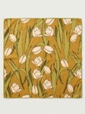 "Jade Lake Tulip" Floral 100% Mulberry Silk Scarf