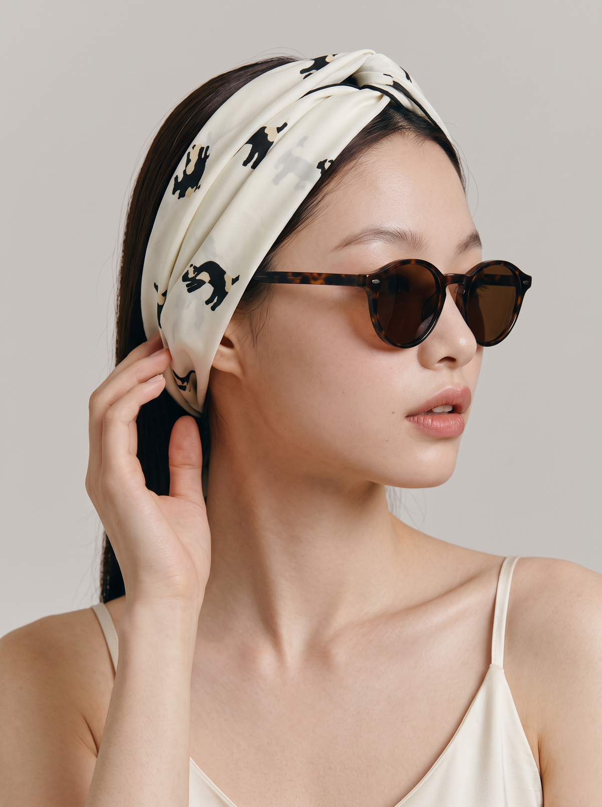 "Spotted Pup" Playful 100% Mulberry Silk Scarf