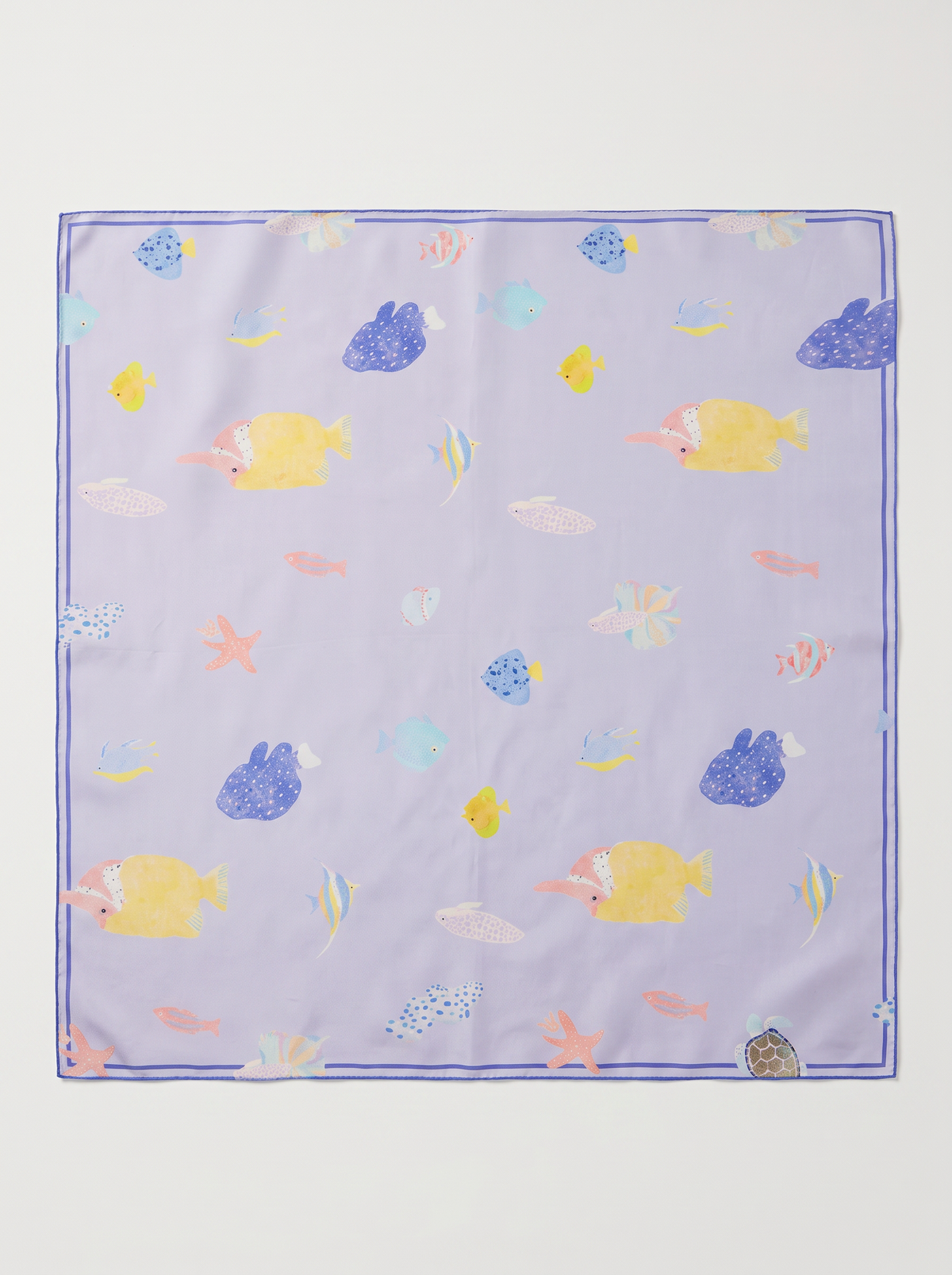 "Dreamy Seabed" Ocean 100% Mulberry Silk Scarf