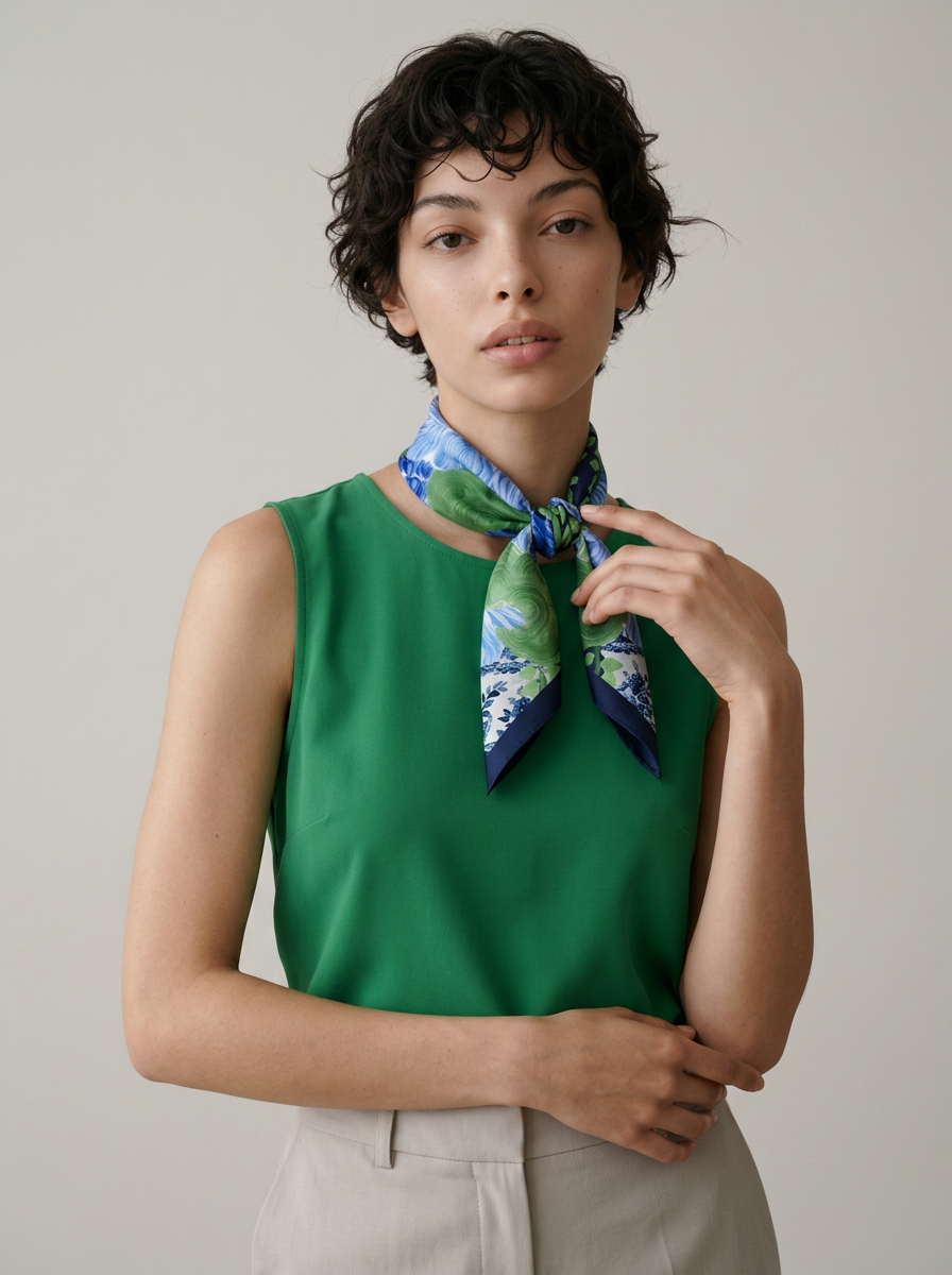 "Botanical Wonderland" Floral 100% Mulberry Silk Scarf
