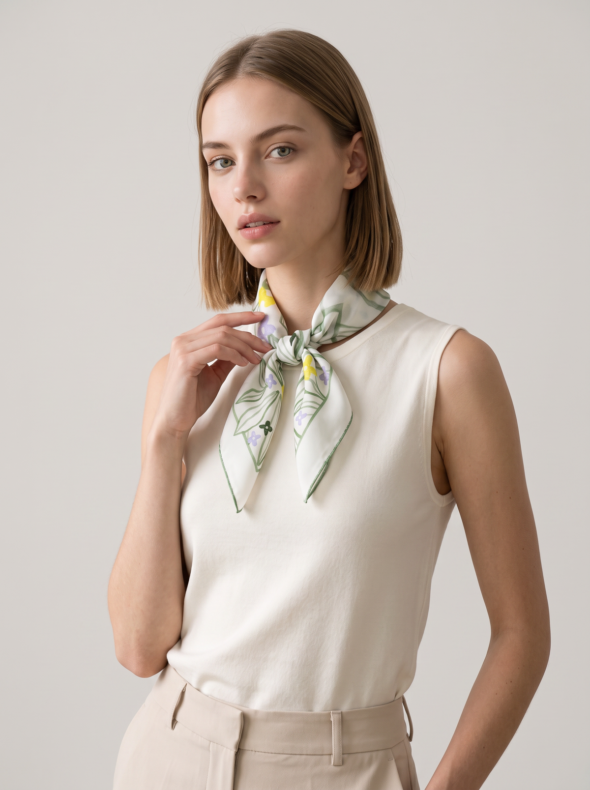 "Watercolor Bloom" Floral 100% Mulberry Silk Scarf
