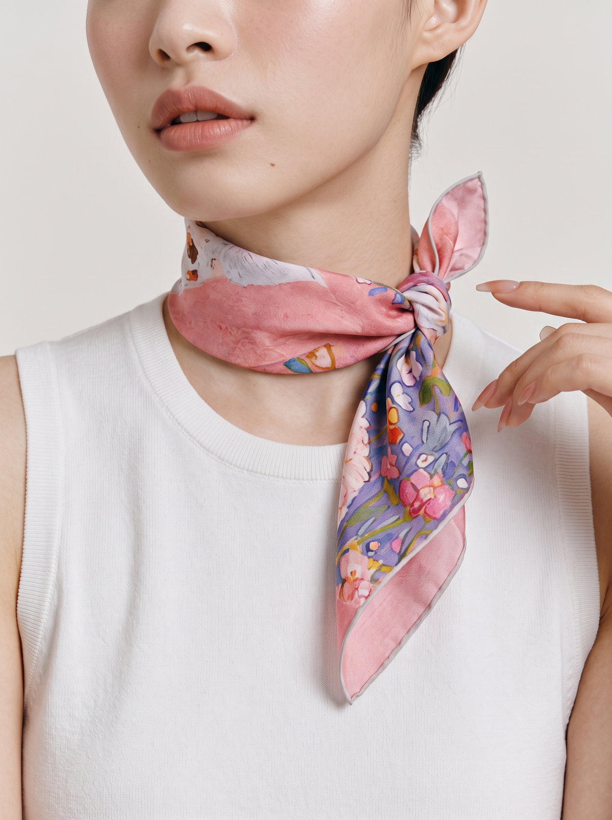 "Floral Leopard" Botanical Animal Print 100% Mulberry Silk Scarf