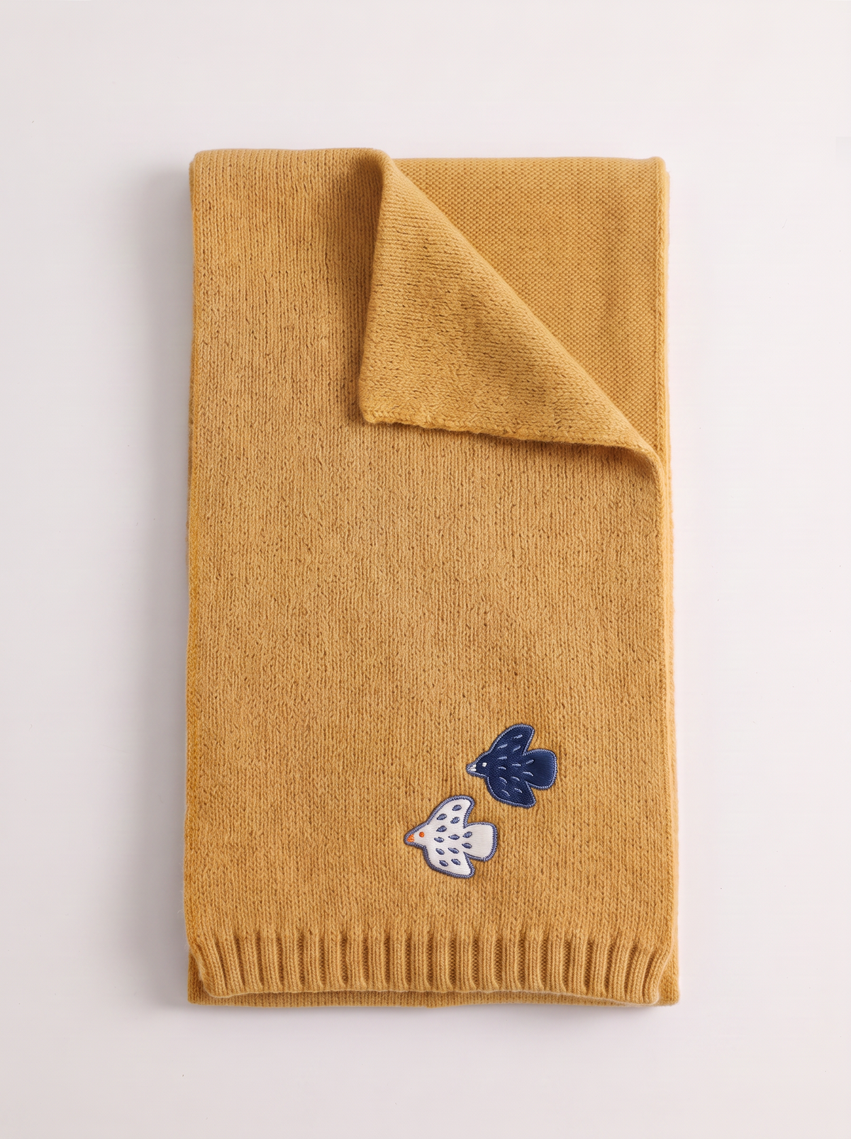"Dove in Flight" Embroidered 100% Merino Wool Scarf