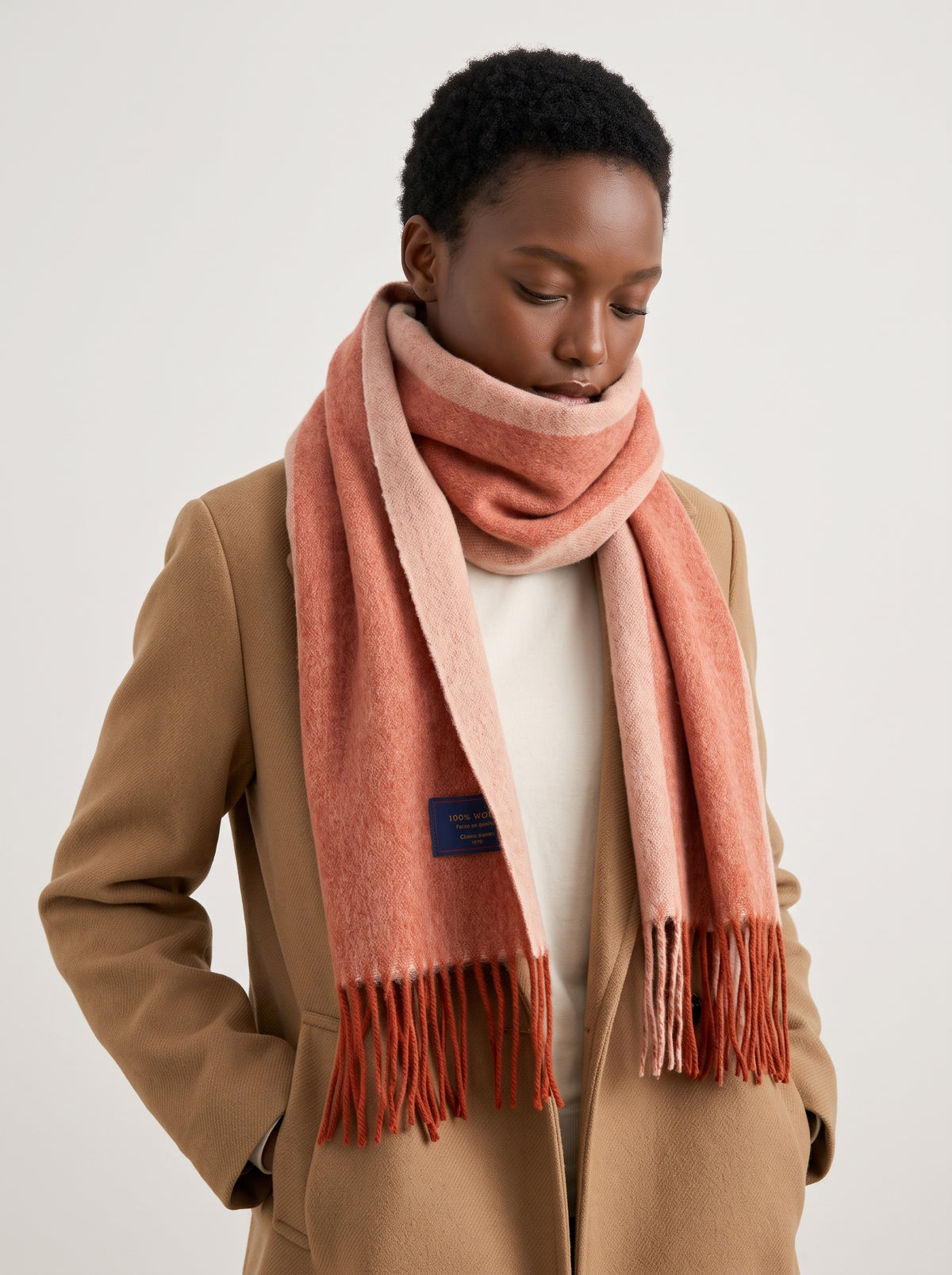 "Nordic Contrast" Color-Block 100% Australian Wool Scarf