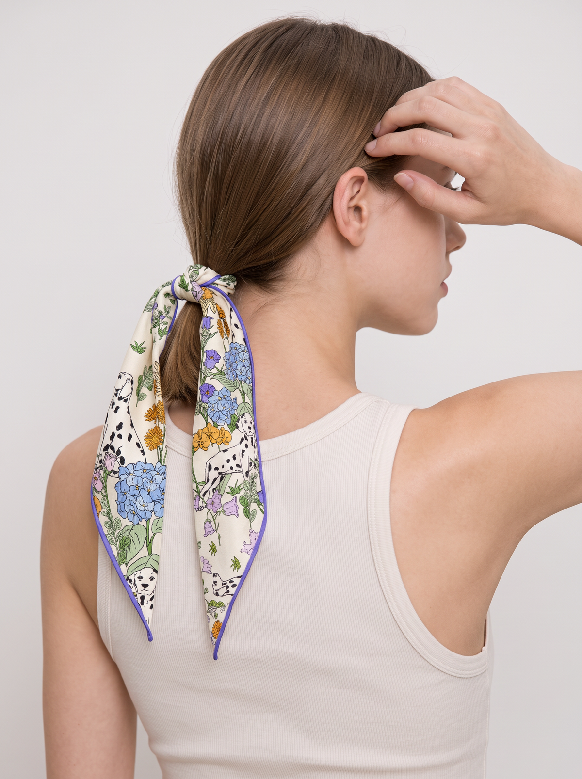 "Floral Reverie" Hand-Painted 100% Mulberry Silk Triangle Scarf