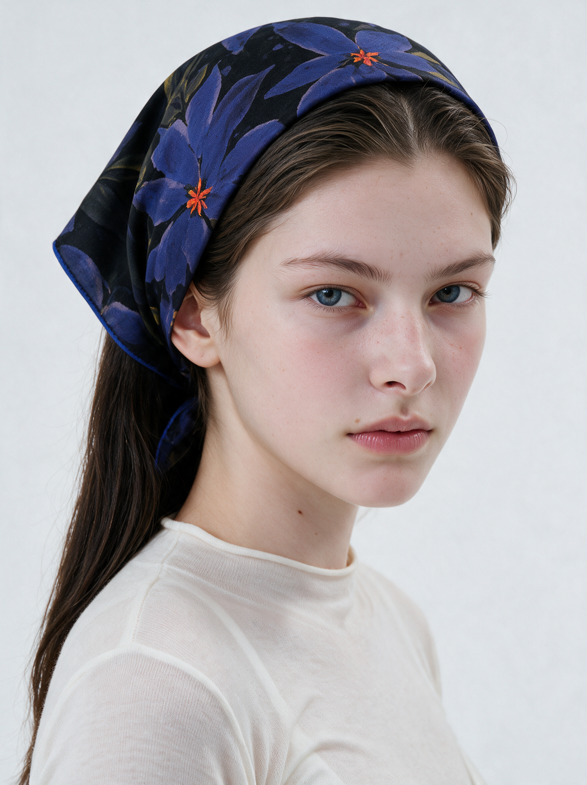 "Mystic Midnight Garden" 100% Mulberry Silk Scarf