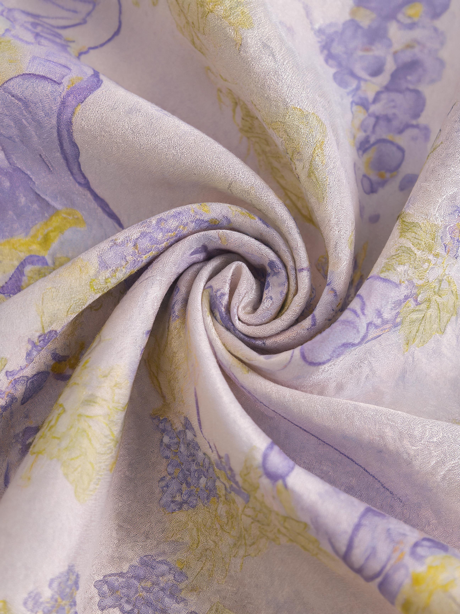 "Aura of Provence" Butterfly & Vineyard 100% Mulberry Silk Scarf