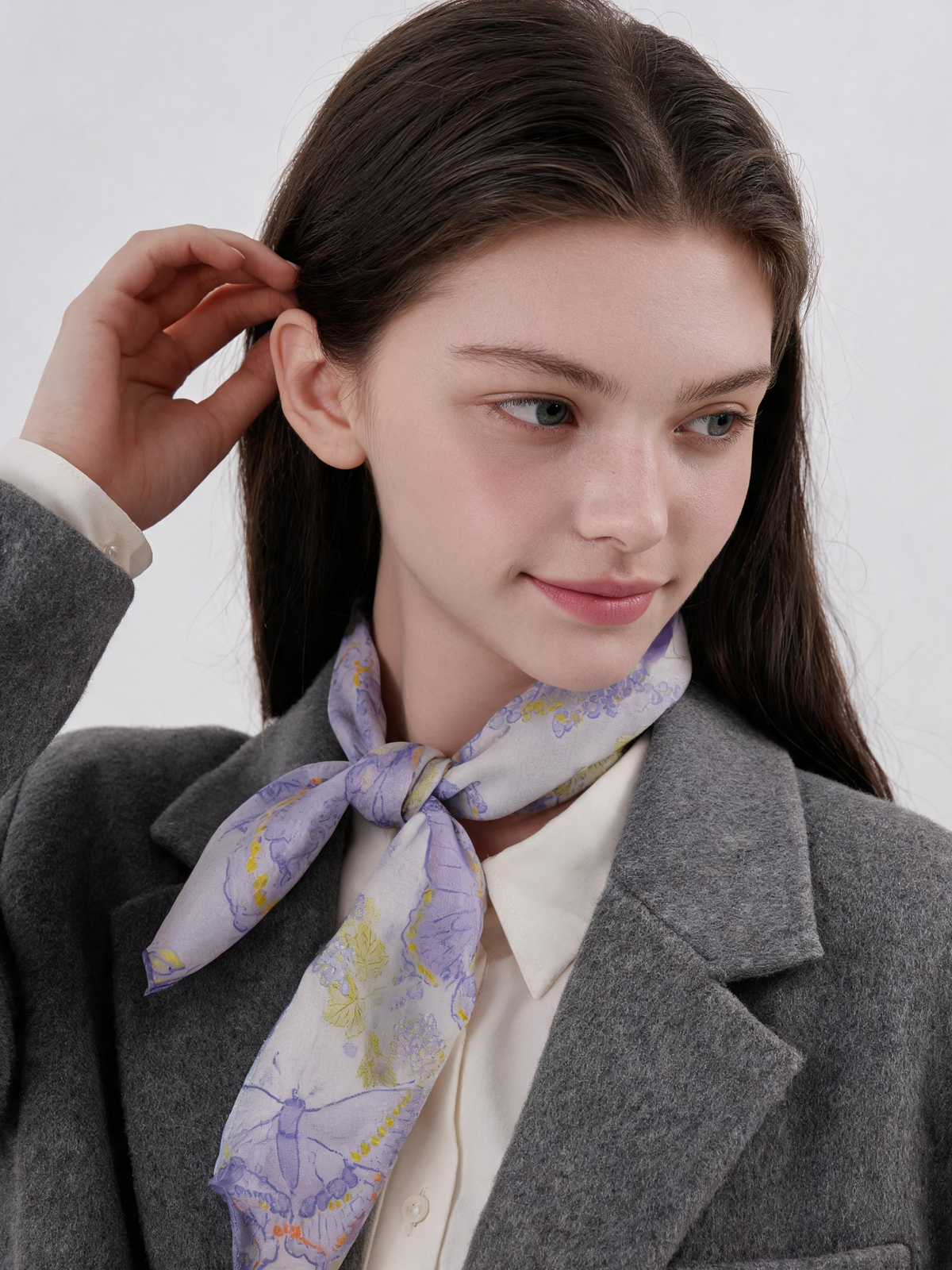 "Aura of Provence" Butterfly & Vineyard 100% Mulberry Silk Scarf
