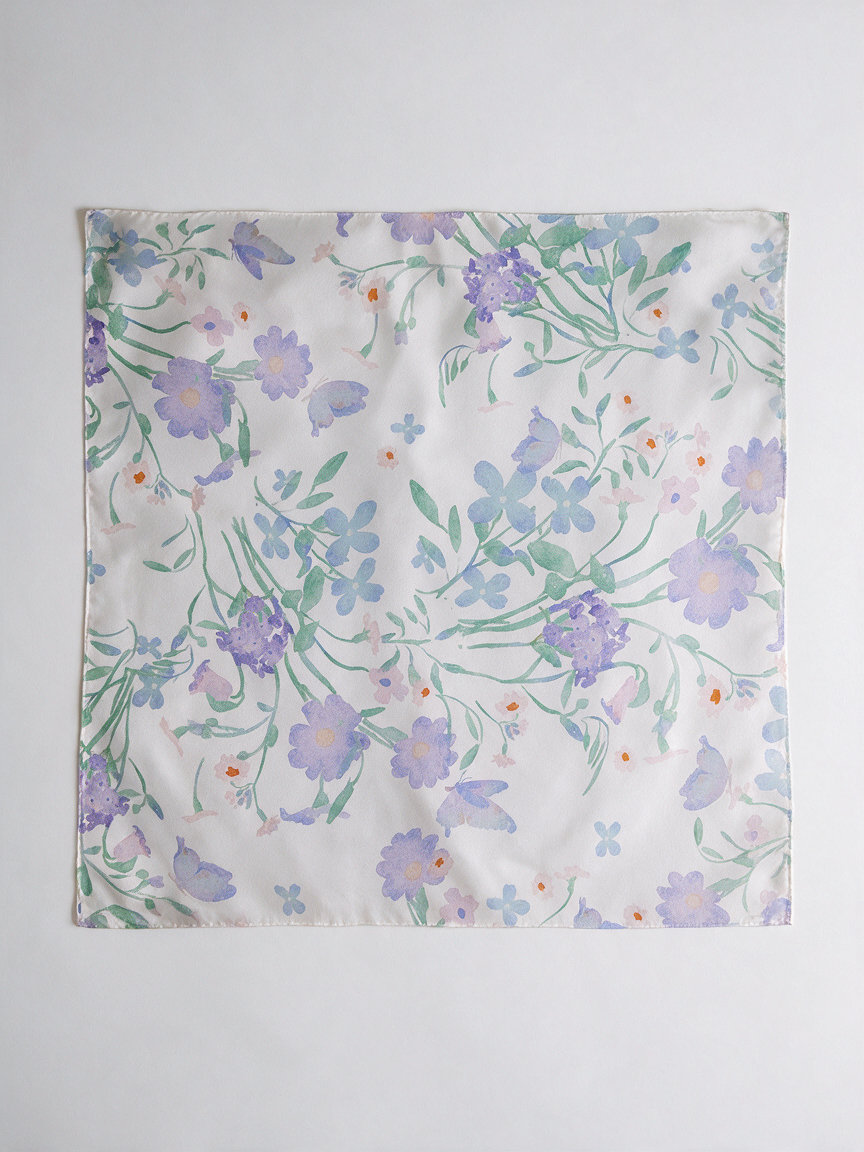 "Monet's Garden" 100% Mulberry Silk Square Scarf