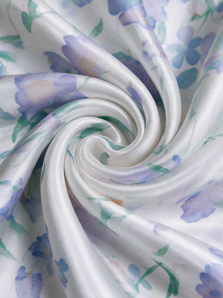 "Monet's Garden" 100% Mulberry Silk Square Scarf