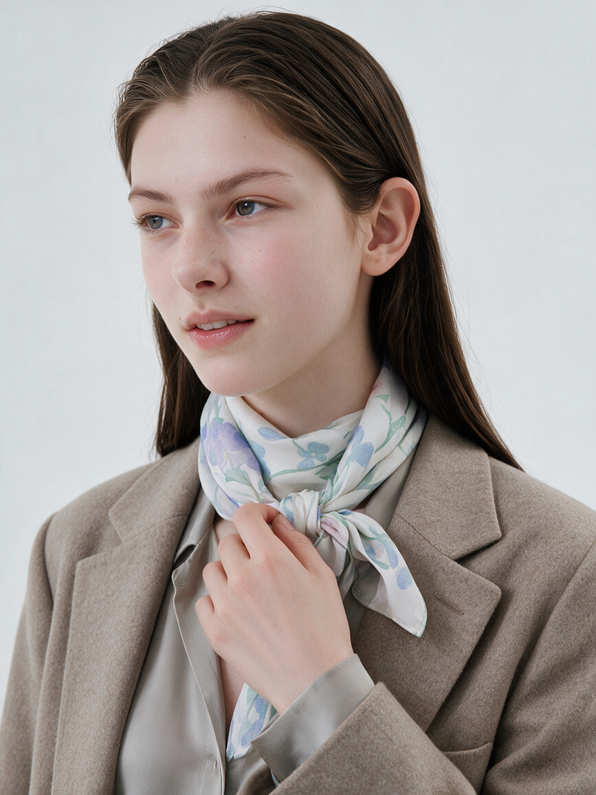 "Monet's Garden" 100% Mulberry Silk Square Scarf