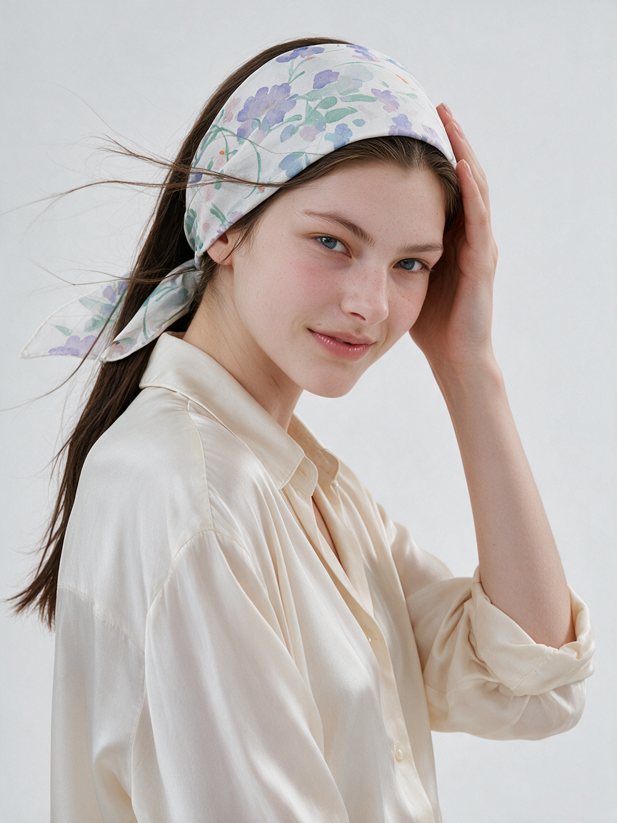 "Monet's Garden" 100% Mulberry Silk Square Scarf