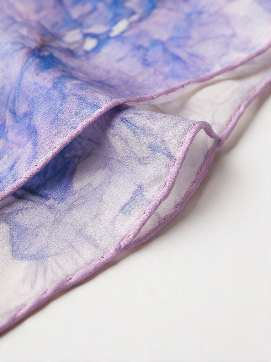 "Ethereal Violet" Eastern Ink-Wash 100% Mulberry Silk Scarf