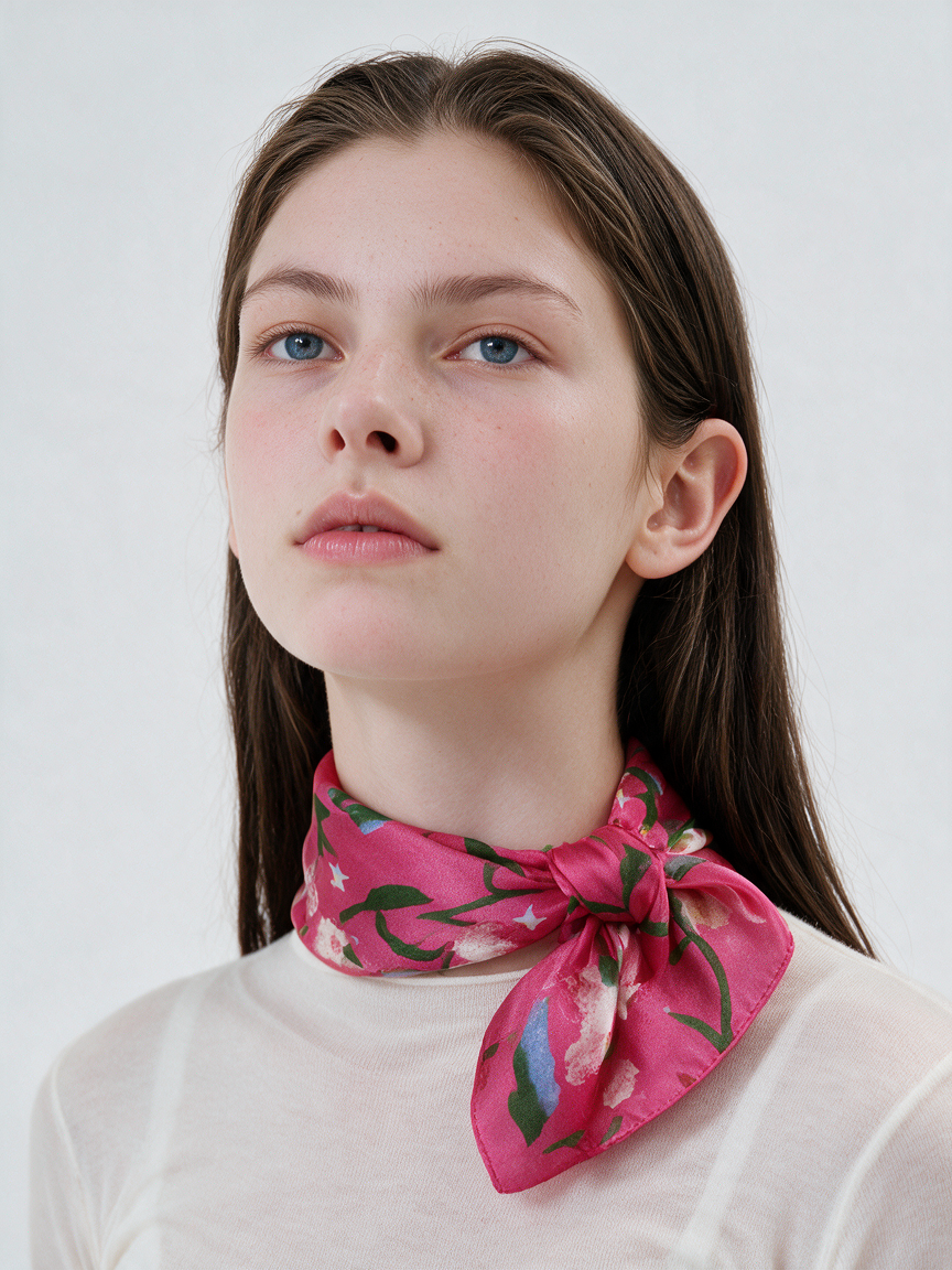 "Garden Reverie" Morning Glory 100% Mulberry Silk Scarf