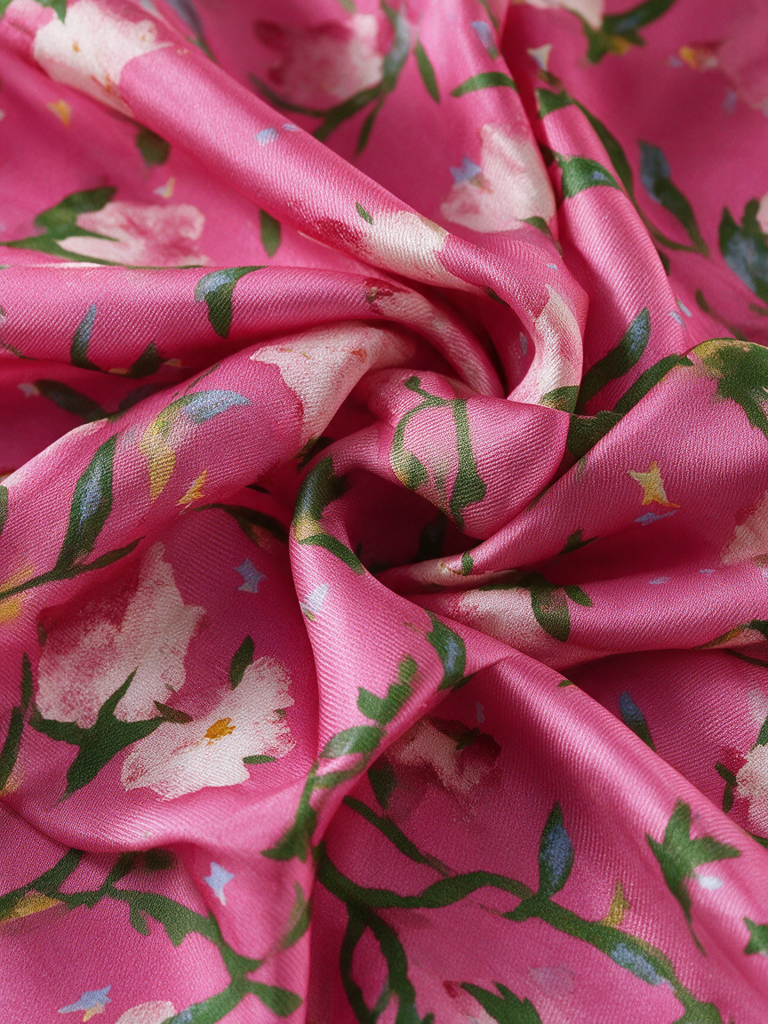 "Garden Reverie" Morning Glory 100% Mulberry Silk Scarf