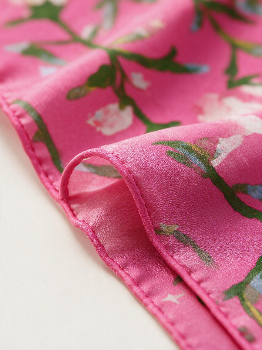 "Garden Reverie" Morning Glory 100% Mulberry Silk Scarf