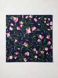 "Garden Reverie" Morning Glory 100% Mulberry Silk Scarf