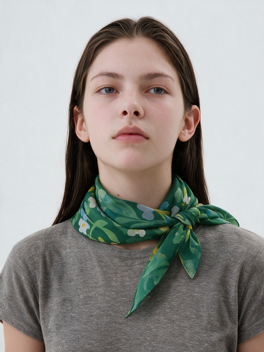 "Voice of Flowers" Watercolor Floral 100% Mulberry Silk Scarf