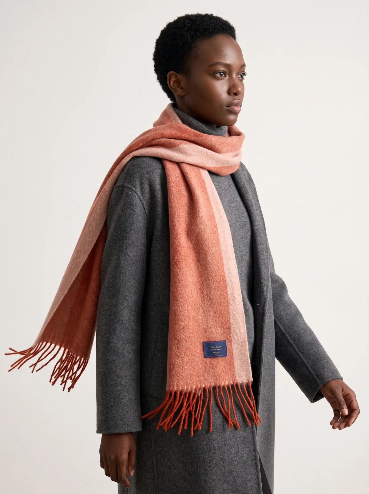 "Nordic Contrast" Color-Block 100% Australian Wool Scarf