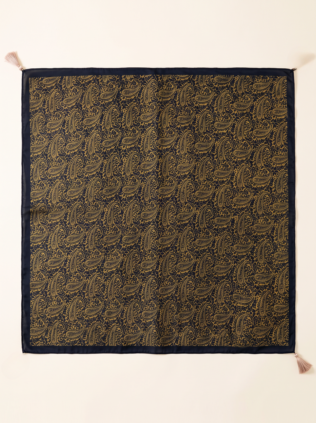 Paisley Border Tassel Square Scarf