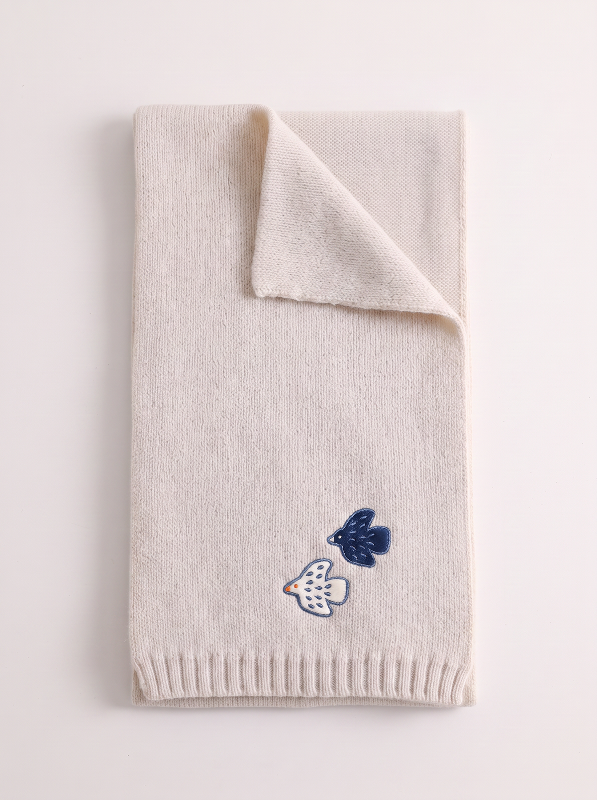 "Dove in Flight" Embroidered 100% Merino Wool Scarf