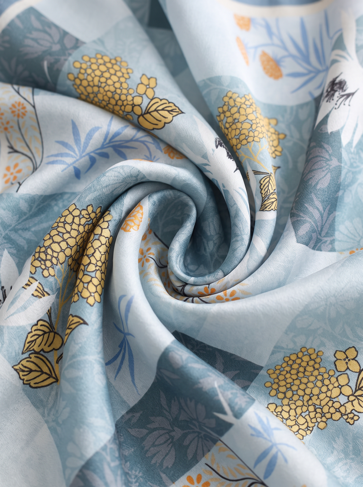 "Summer Lotus" Floral 100% Mulberry Silk Scarf