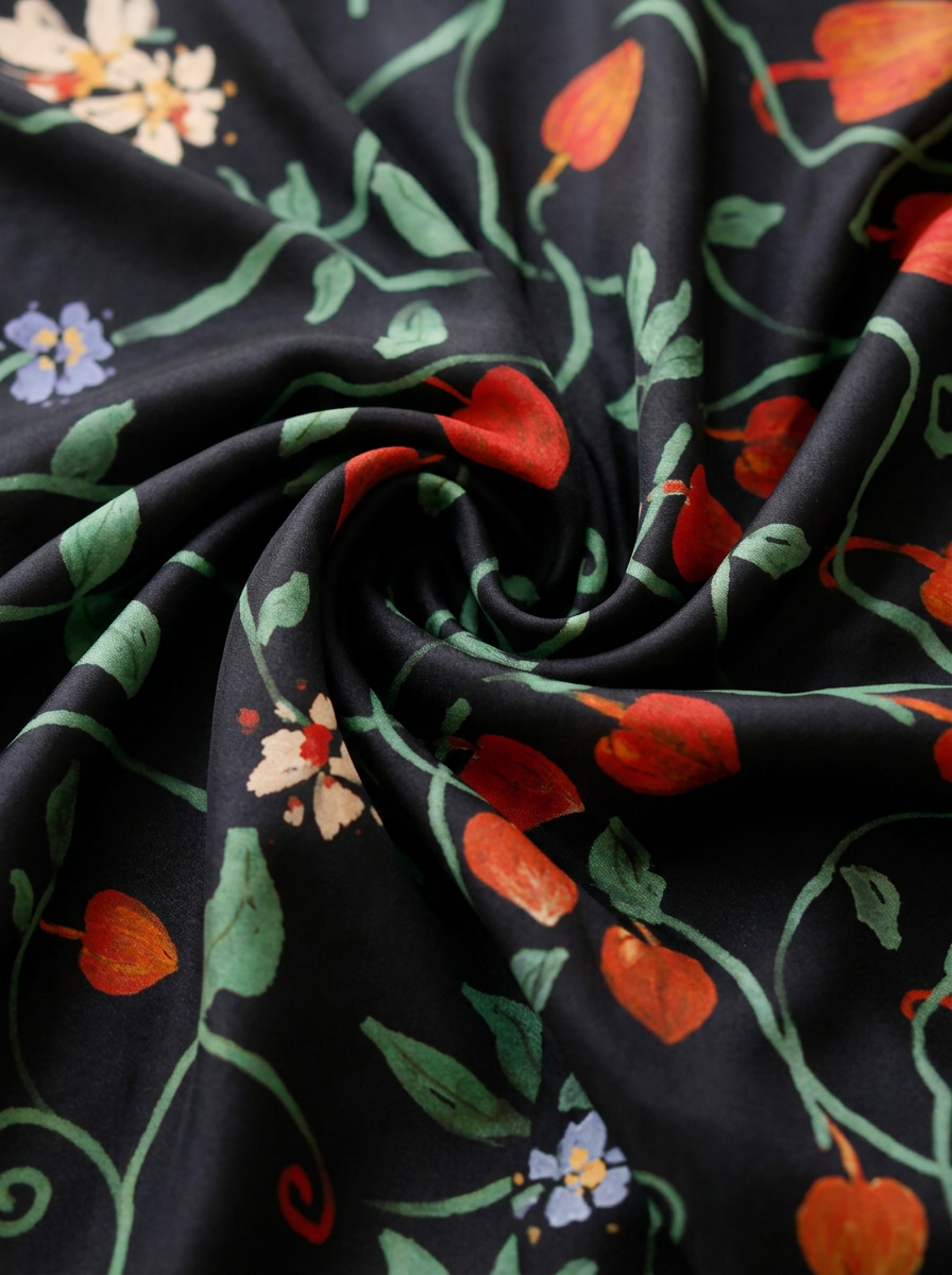 "Fruit of Life" Strawberry 100% Mulberry Silk Scarf