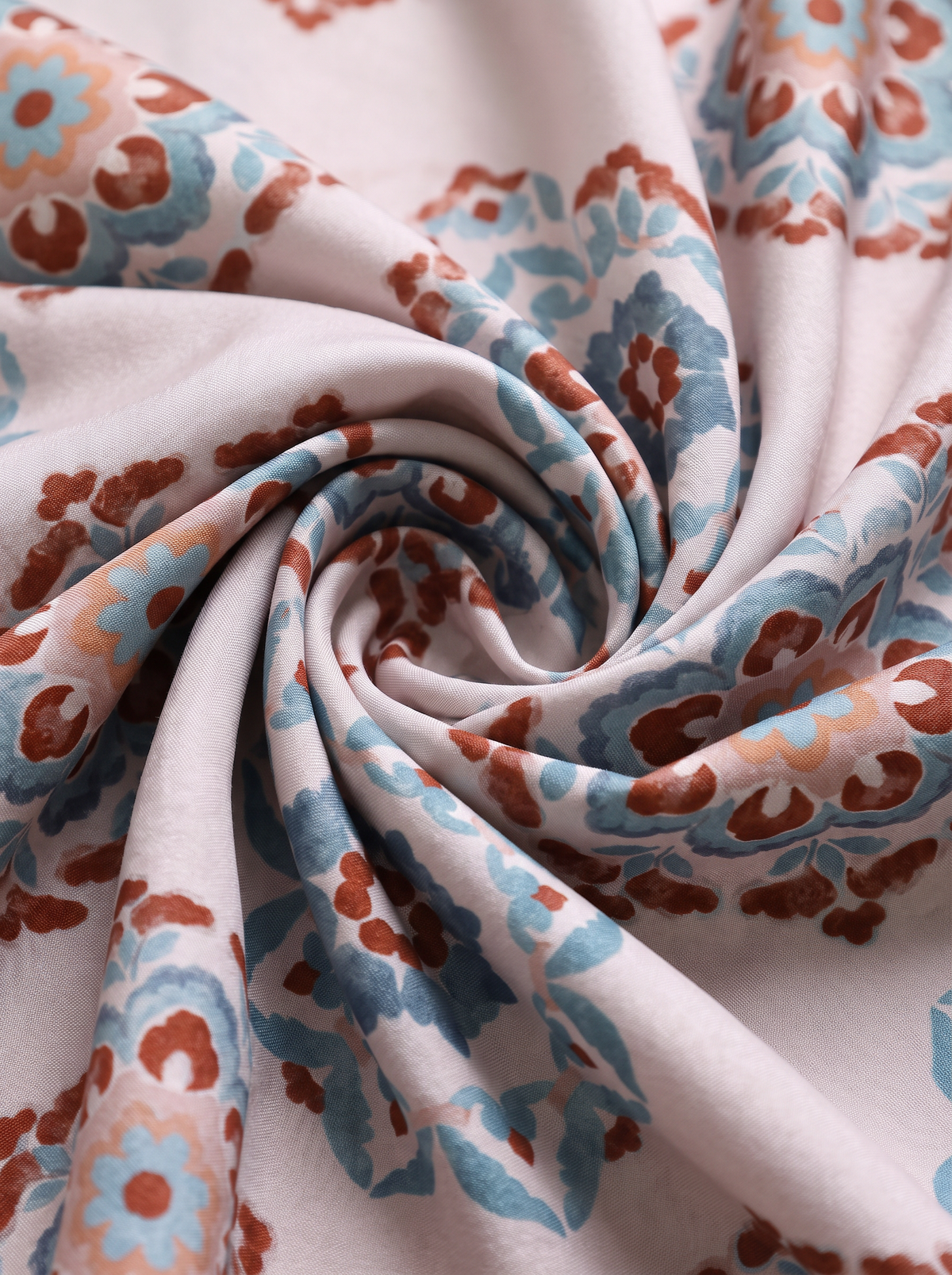 "Oriental Medallion" Floral 100% Mulberry Silk Scarf