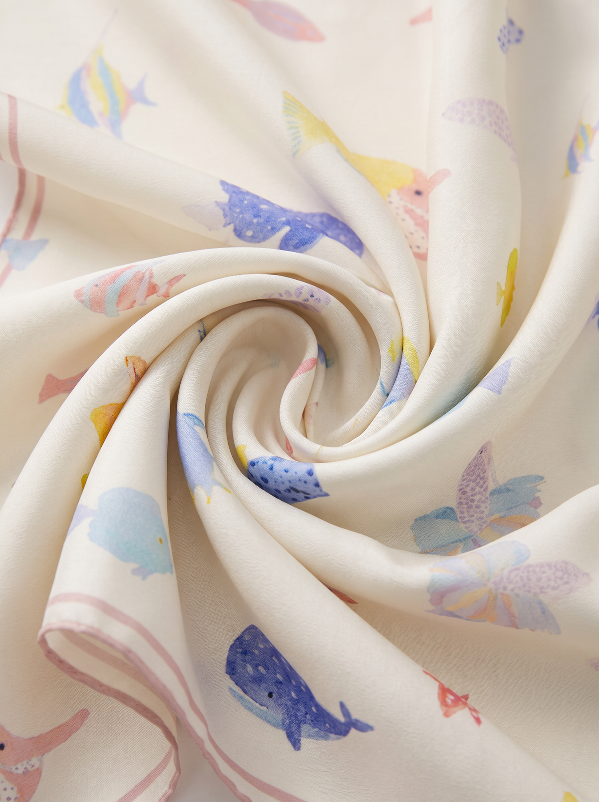 "Dreamy Seabed" Ocean 100% Mulberry Silk Scarf