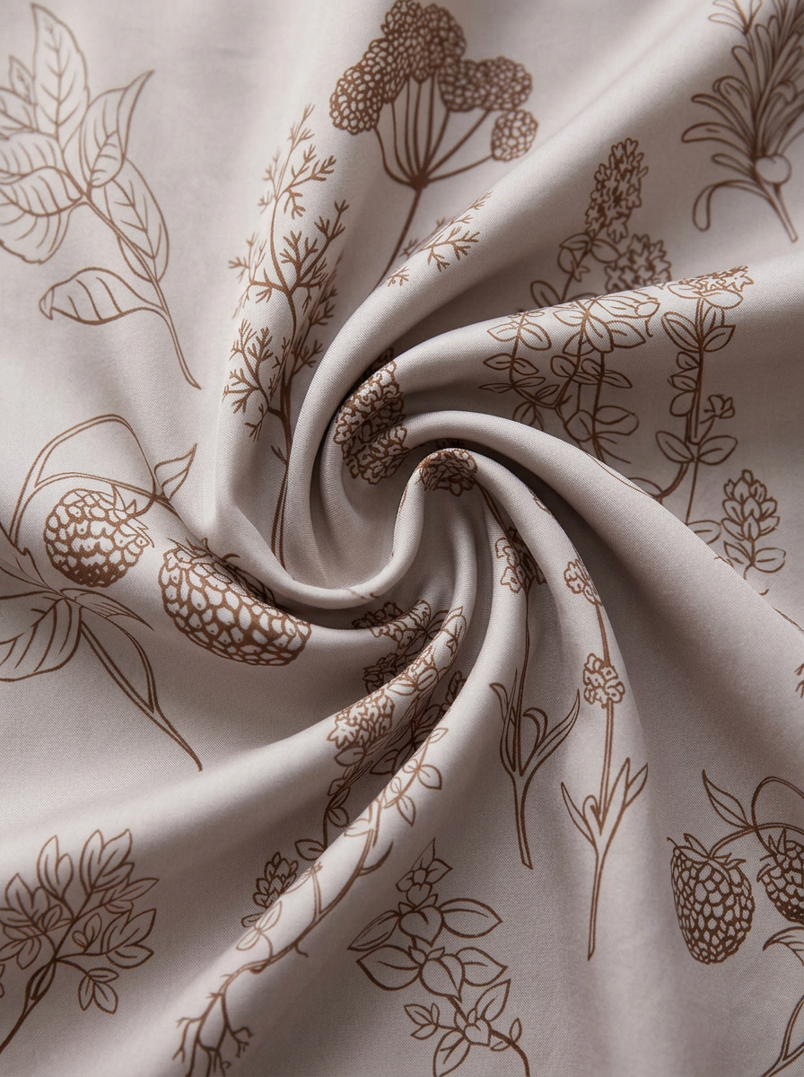 "Quiet Blossom" Floral 100% Mulberry Silk Scarf