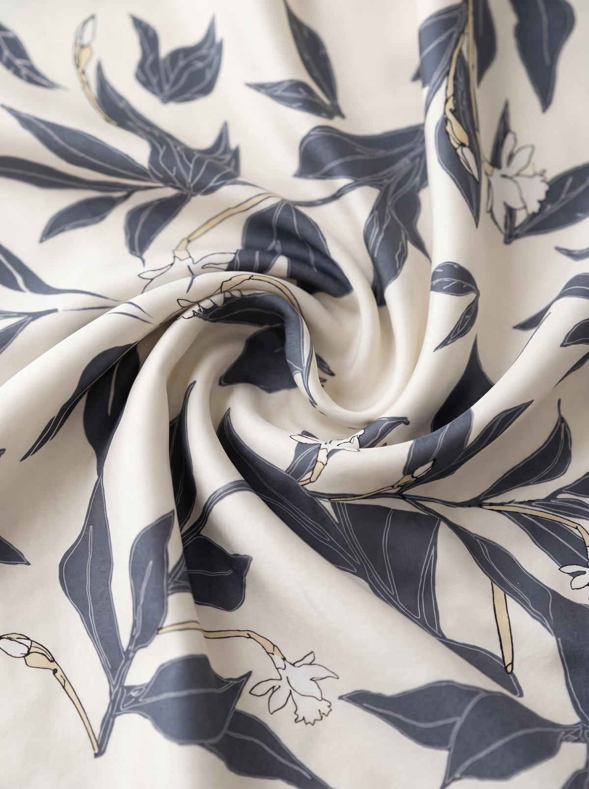 "Quiet Sandalwood" Botanical 100% Mulberry Silk Scarf