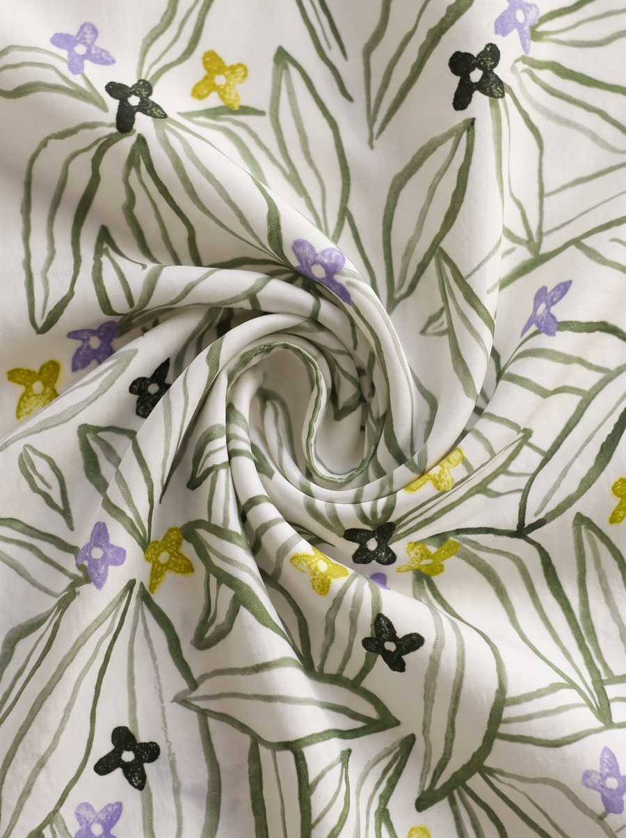 "Watercolor Bloom" Floral 100% Mulberry Silk Scarf