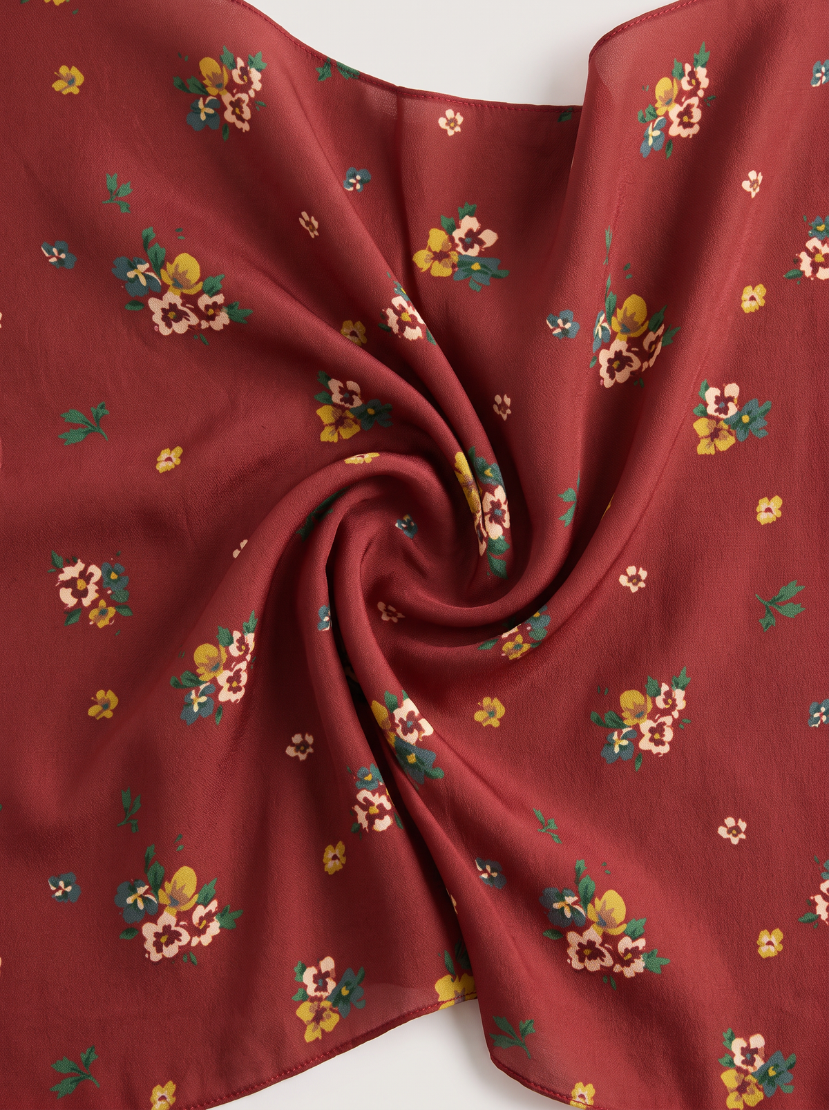 "Vintage Pansy" Floral 100% Mulberry Silk Scarf