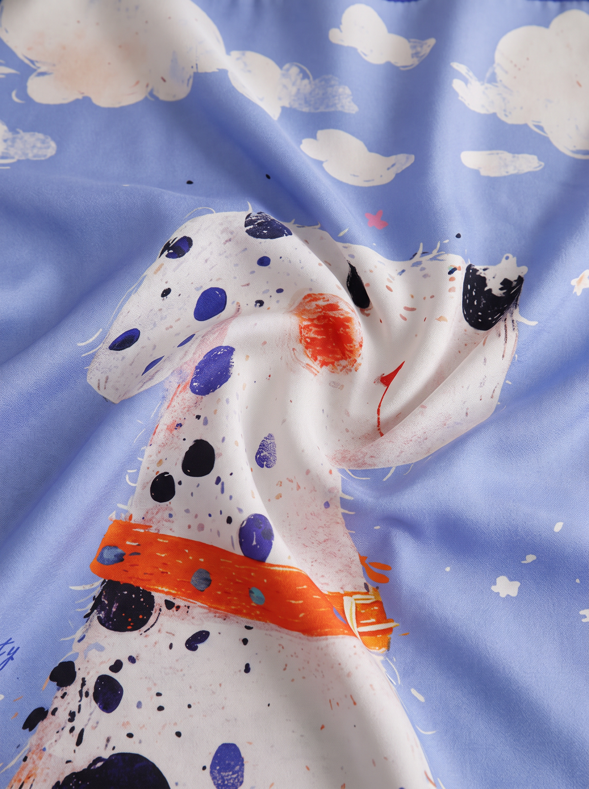 "Dalmatian Dreams" Whimsical 100% Mulberry Silk Scarf