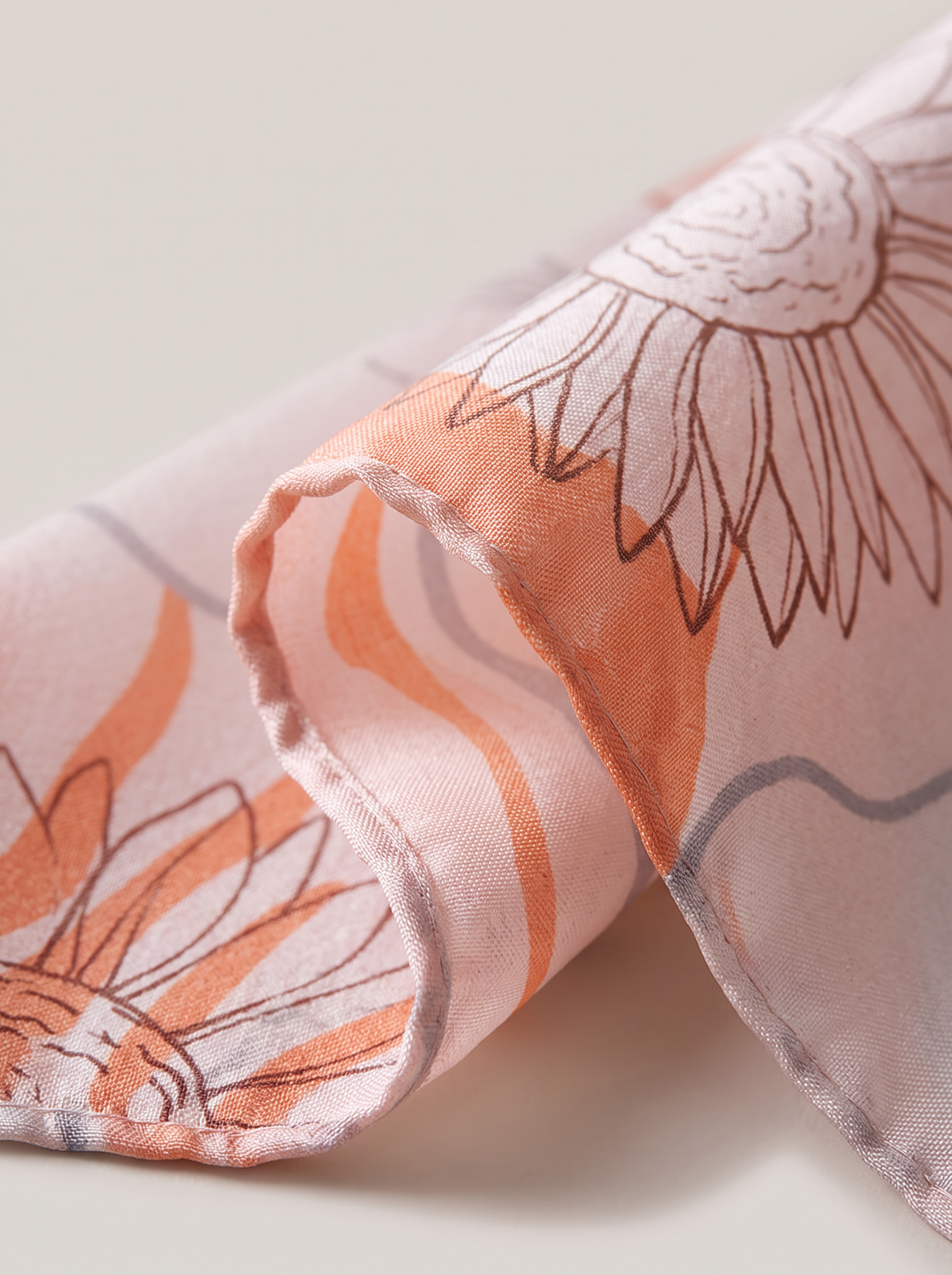 "Whispering Blush" Abstract Floral 100% Mulberry Silk Scarf