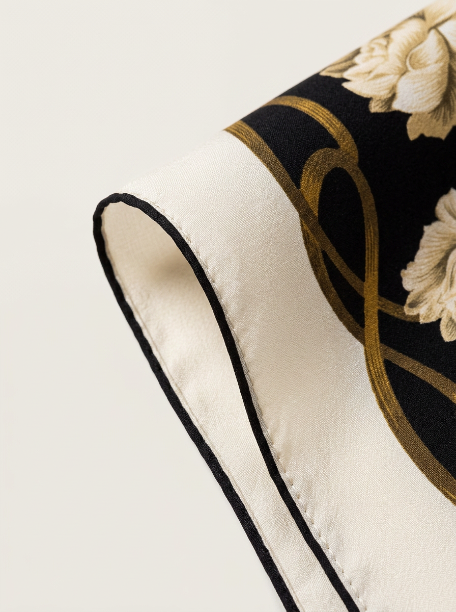 "Baroque Bloom" Rose 100% Mulberry Silk Scarf