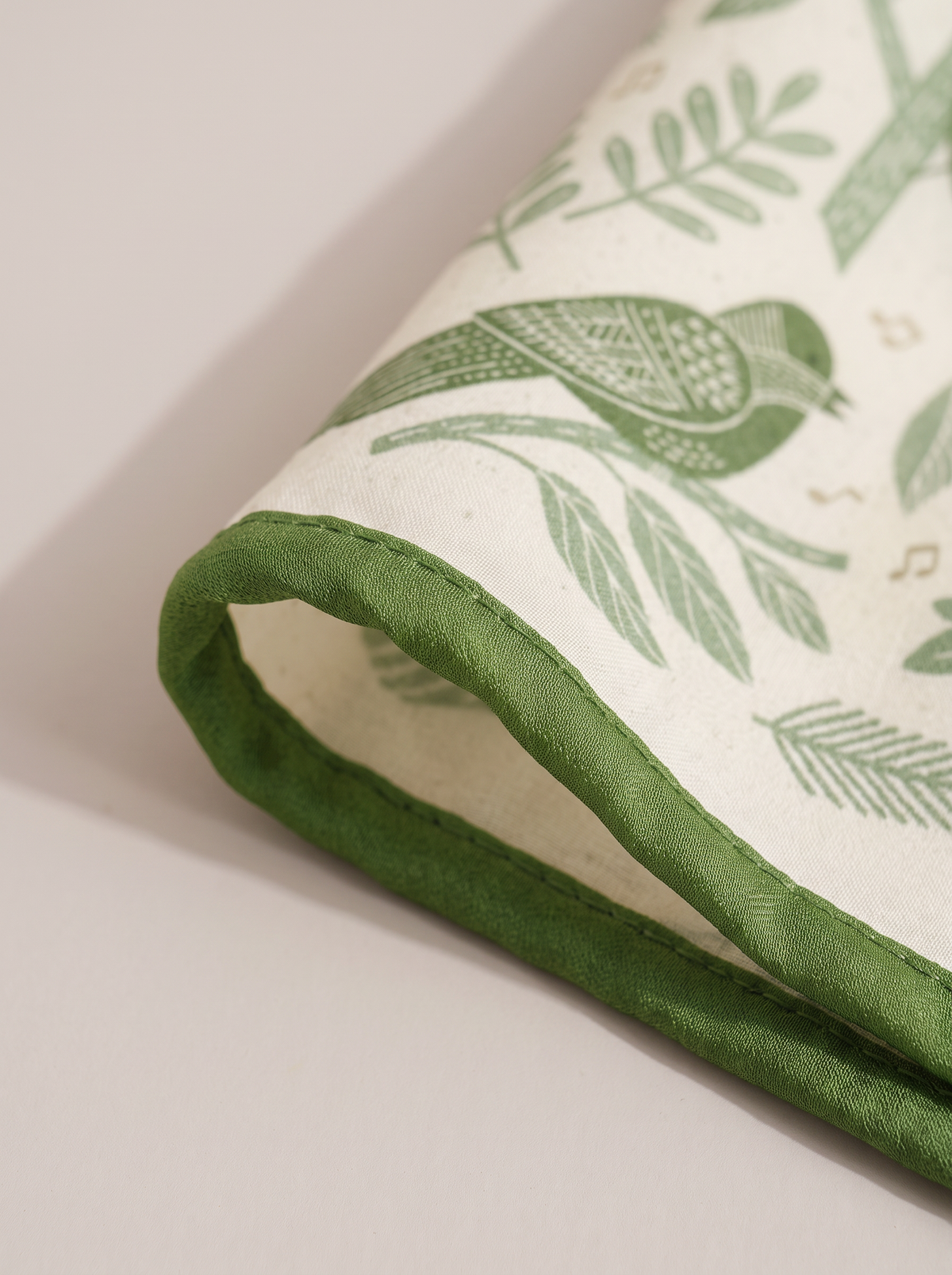 "Botanical Garden" Bird 100% Mulberry Silk Scarf
