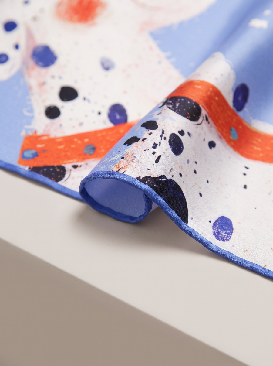 "Dalmatian Dreams" Whimsical 100% Mulberry Silk Scarf