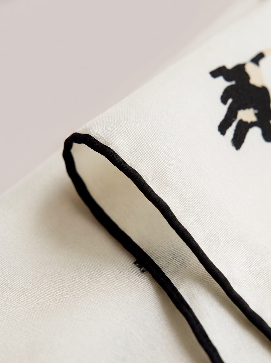 "Spotted Pup" Playful 100% Mulberry Silk Scarf