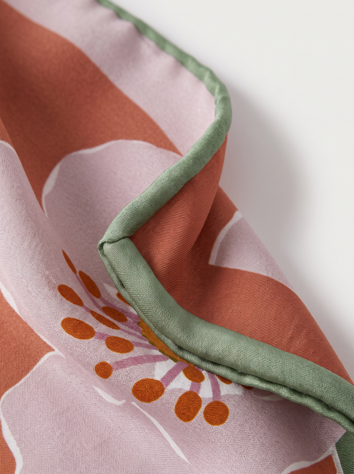 "Muted Apricot" Floral 100% Mulberry Silk Scarf