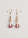 Strawberry Quartz Peace-Buckle & Pearl Drop Earrings
